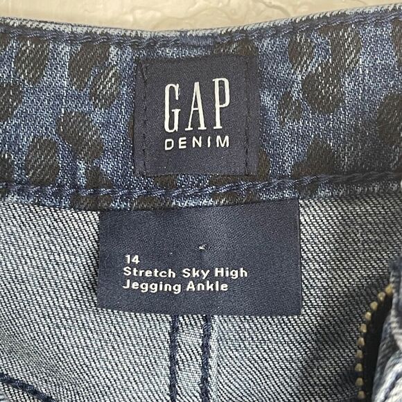 Gap Kids Girls Size 14 Stretch Sky High Jegging Jeans Ankle Cheetah Print - Picture 11 of 11